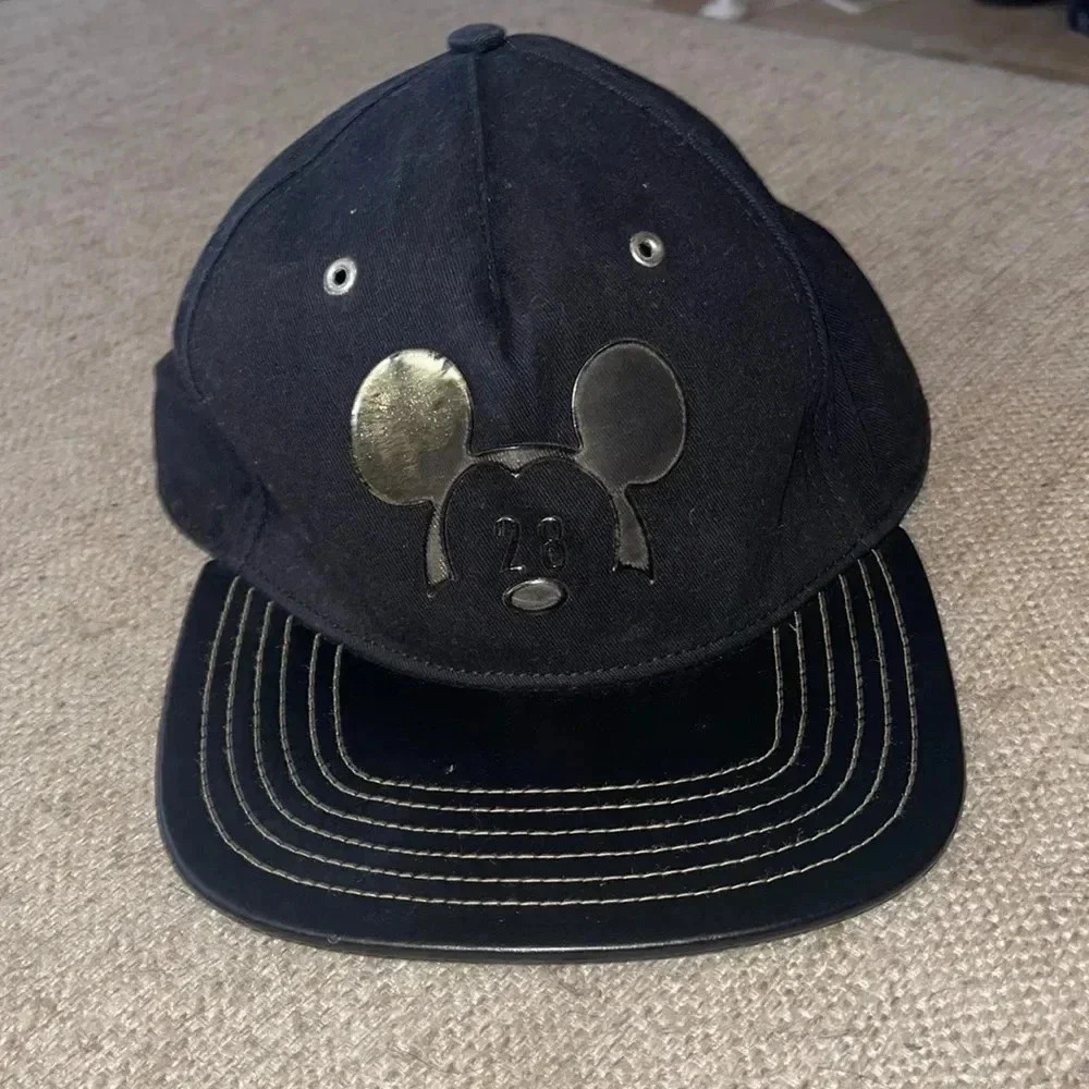 Vintage Disney Parks Mickey 28 Anniversary Hat, Leather Bill. A